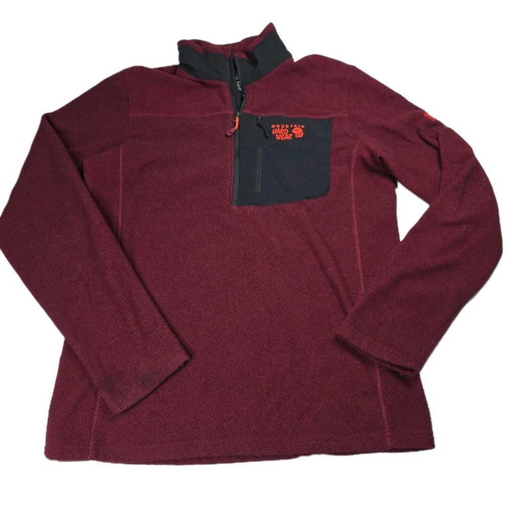 Mountain Hardwear Men's High Loft 1/2 Zip Fleece Pullover Jacket‎ Medium Maroon